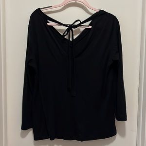 Loft Black Cotton Knit Tee Size L